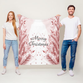 赤いクリスマスパインの木の雪の装飾美しい フリースブランケット