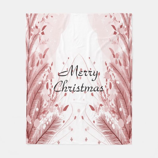 赤いクリスマスパインの木の雪の装飾美しい フリースブランケット (正面)
