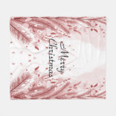 赤いクリスマスパインの木の雪の装飾美しい フリースブランケット (正面(横))