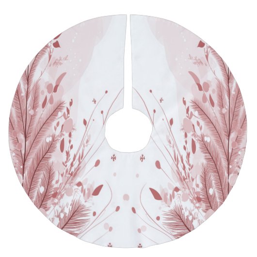 赤いクリスマスパインの木の雪の装飾美しい ブラッシュドポリエステルツリースカート (正面)