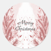 赤いクリスマスパインの木の雪の装飾美しい ラウンドシール (正面)