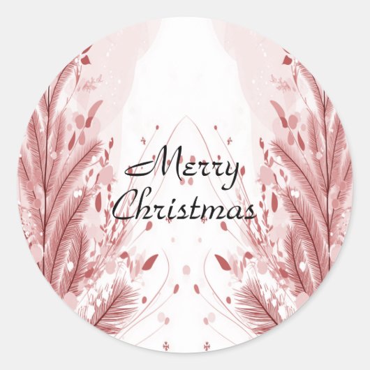 赤いクリスマスパインの木の雪の装飾美しい ラウンドシール (正面)