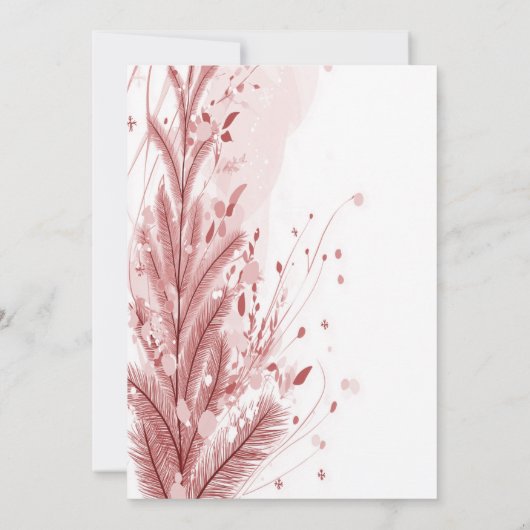 赤いクリスマスパインの木の雪の装飾美しい 招待状 (裏面)