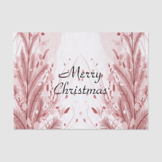 赤いクリスマスパインの木の雪の装飾美しい 薄葉紙 (正面)