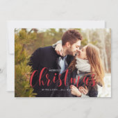 赤いクリスマスパインズ写真グリーティング シーズンカード (正面)