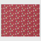 赤いクリスマスパインツリーの水の色のパターン ラッピングペーパー (フラット)