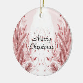 赤いクリスマスパイン雪きれい セラミックオーナメント (左)