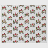 赤いクリスマスパターモダンンのかわいいサンタ ラッピングペーパー (フラット)