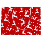 赤いクリスマスパターンのトナカイ ラージペーパーバッグ (裏面)