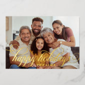 赤いクリスマスパターンシンプルスクリプト 箔シーズンカード (正面)