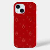 赤いクリスマスパターン。お祭り気分を盛り上げるツリーと雪の結晶 Case-Mate iPhoneケース (裏面)