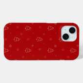 赤いクリスマスパターン。お祭り気分を盛り上げるツリーと雪の結晶 Case-Mate iPhoneケース (裏面 (横))
