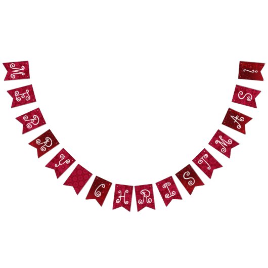 赤いクリスマスパターン バンティングフラッグ (全)