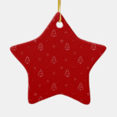 赤いクリスマスパターン。フェスティバルの木と雪片 セラミックオーナメント (裏面)