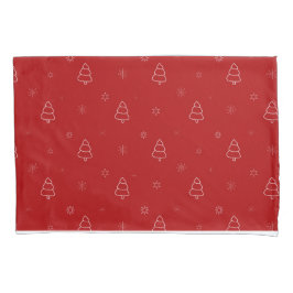 赤いクリスマスパターン。フェスティバルの木と雪片 枕カバー