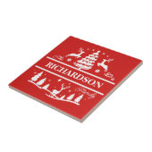 赤いクリスマスパーソナライズされたの姓 |休日 タイル (側面)