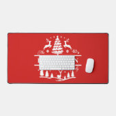 赤いクリスマスパーソナライズされたの姓 |休日 デスクマット (キーボード&マウス)