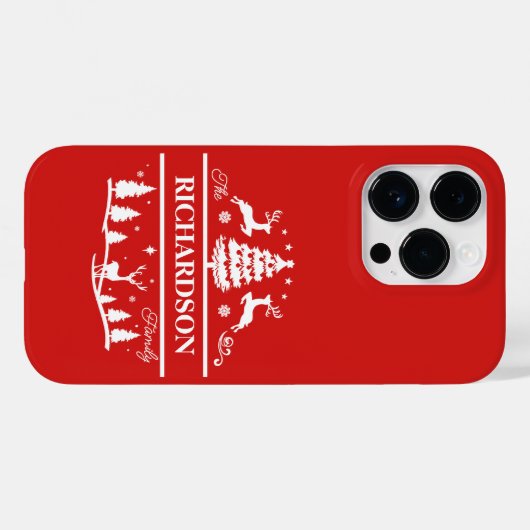 赤いクリスマスパーソナライズされたの姓 |休日 Case-Mate iPhoneケース (裏面 (横))