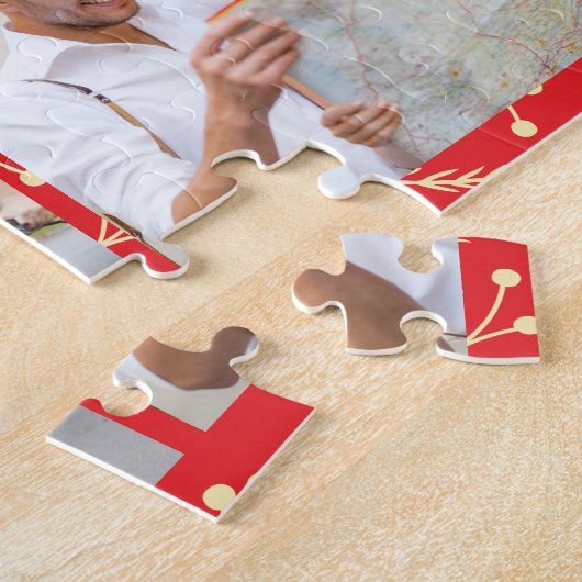 赤いクリスマスパーソナライズされた6フォトコラージュ ジグソーパズル (側面)