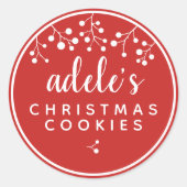 赤いクリスマスパーソナライズド ラウンドシール (正面)