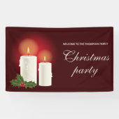 赤いクリスマスパーティーの白いクリスマスキャンドル 横断幕 (横)