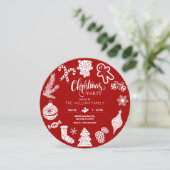 赤いクリスマスパーティーオーナメント 招待状 (スタンド正面)