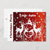 赤いクリスマスパーティー招待状発表葉書 案内ポストカード (正面/裏面)