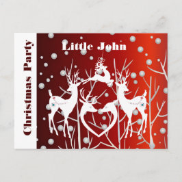 赤いクリスマスパーティー招待状発表葉書 案内ポストカード