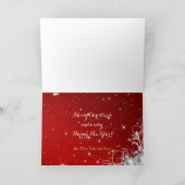 赤いクリスマスファミリーペットフォトグリーティング シーズンカード (内部)