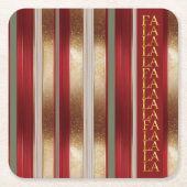 赤いクリスマスファラパターン#27 ID1009 スクエアペーパーコースター (正面)