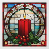 赤いクリスマスフェイクCNDLステンドグラスの窓にしがみつく ウィンドウサイン (シート)