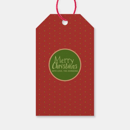 赤いクリスマスフォトアドカスタム文字ギフトラベル ギフトタグ (裏面)