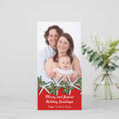 赤いクリスマスフォトカードのヒトデ シーズンカード (スタンド正面)