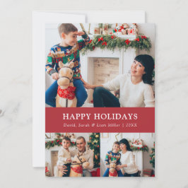 赤いクリスマスフォトコラージカード シーズンカード