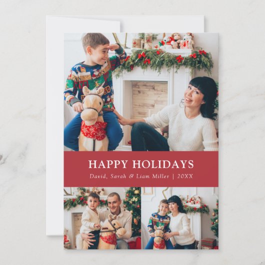 赤いクリスマスフォトコラージカード シーズンカード (正面)