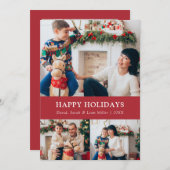 赤いクリスマスフォトコラージカード シーズンカード (正面/裏面)