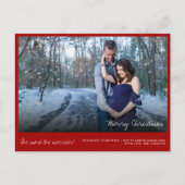 赤いクリスマスフォト妊娠告知カード シーズンポストカード (正面)