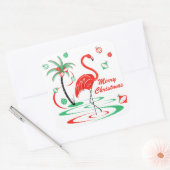 赤いクリスマスフラミンゴメリークリスマス広場 スクエアシール (封筒)