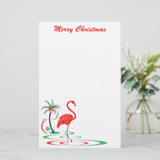 赤いクリスマスフラミンゴメリークリスマス文房具 便箋 (スタンド正面)