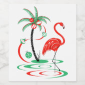 赤いクリスマスフラミンゴワインラベル ワインラベル (シングルラベル)