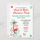 赤いクリスマスフラミンゴ数々のへの招待 招待状 (正面)