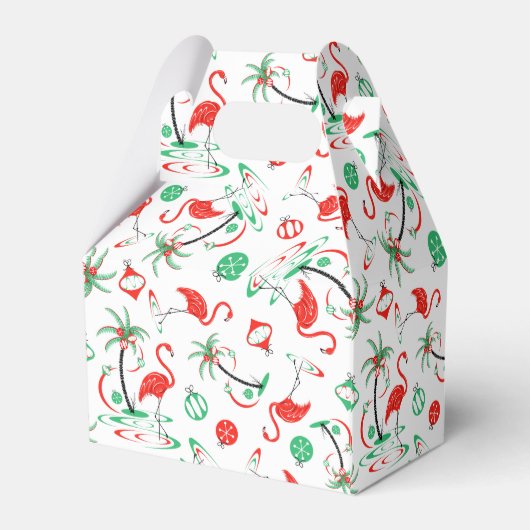 赤いクリスマスフラミンゴ数々のビーフボックス切妻 フェイバーボックス (裏面サイド)