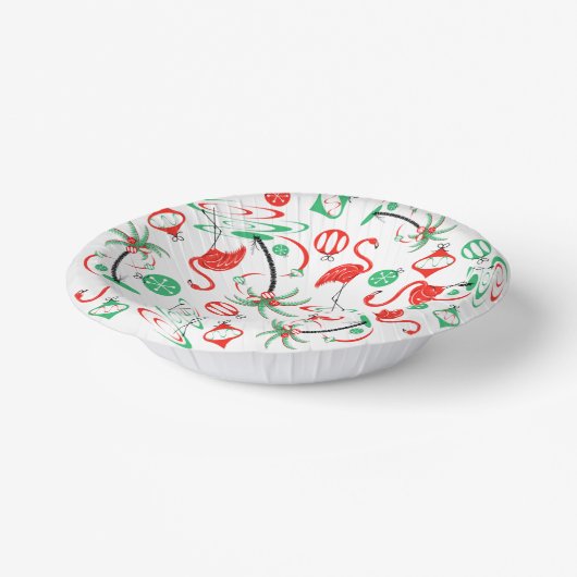 赤いクリスマスフラミンゴ数々の ペーパーボウル (傾斜あり)