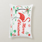 赤いクリスマスフラミンゴBablesクリスマスアクセント アクセントクッション (裏面(縦))