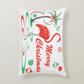 赤いクリスマスフラミンゴBablesクリスマスアクセント アクセントクッション (正面(垂直))