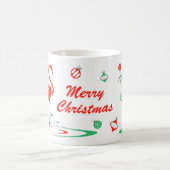 赤いクリスマスフラミンゴBablesクリスマスマグカップ コーヒーマグカップ (中央)