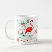 赤いクリスマスフラミンゴBablesクリスマスマグカップ コーヒーマグカップ (左)