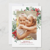 赤いクリスマスフラワーズポインセチア |垂直方向の写真 シーズンカード (正面)