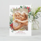 赤いクリスマスフラワーズポインセチア |垂直方向の写真 シーズンカード (スタンド正面)