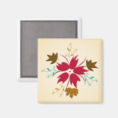 赤いクリスマスフラワーマグネット マグネット (正面/裏面)